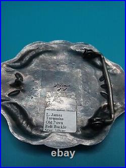 Native American Sterling & Sonoran Gold Turquoise Concho Belt Buckle L James Old