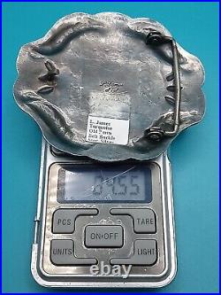 Native American Sterling & Sonoran Gold Turquoise Concho Belt Buckle L James Old