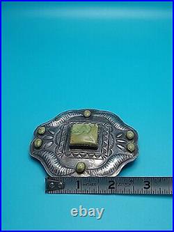 Native American Sterling & Sonoran Gold Turquoise Concho Belt Buckle L James Old