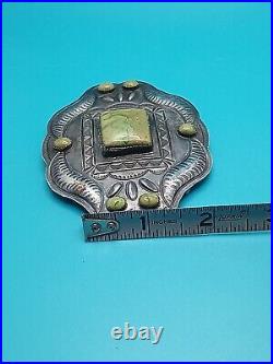 Native American Sterling & Sonoran Gold Turquoise Concho Belt Buckle L James Old