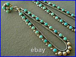 Native American Turquoise Cluster Sterling Silver Long Teardrop Post Earrings 3