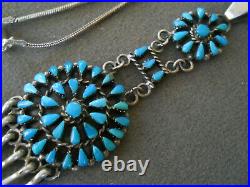 Native American Turquoise Petit Point Cluster Sterling Silver Necklace Earrings