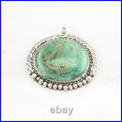 Native American Turquoise Rope Detail Sterling Silver Pendant Native American Turquoise Rope Detail Sterling Silver Pendant