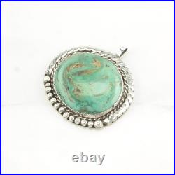 Native American Turquoise Rope Detail Sterling Silver Pendant Native American Turquoise Rope Detail Sterling Silver Pendant