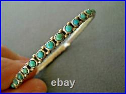 Native American Turquoise Snake Eyes Cluster Sterling Silver Bangle Bracelet