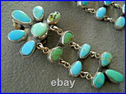 Native American Turquoise Sterling Silver Chandelier Clip Earrings 2.75
