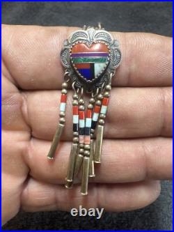 Native American Turquoise Sterling Silver Inlay Earring Necklace Navajo jewelry