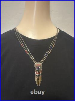 Native American Turquoise Sterling Silver Inlay Earring Necklace Navajo jewelry