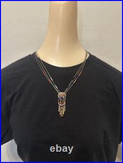 Native American Turquoise Sterling Silver Inlay Earring Necklace Navajo jewelry