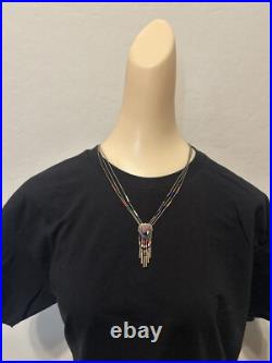 Native American Turquoise Sterling Silver Inlay Earring Necklace Navajo jewelry