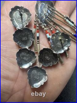 Native American Turquoise Sterling Silver Inlay Earring Necklace Navajo jewelry