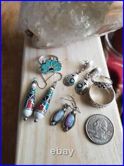 Native American Vintage Sterling Jewelry Lot- Navajo Southwest Estate & Unknowns