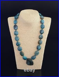 Native American Vintage Sterling Silver. 925 Clasp Chunky Turquoise Necklace Native American Vintage Sterling Silver. 925 Clasp Chunky Turquoise Necklace