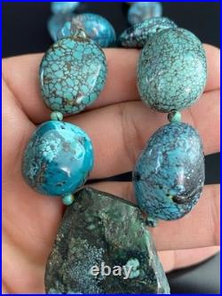 Native American Vintage Sterling Silver. 925 Clasp Chunky Turquoise Necklace Native American Vintage Sterling Silver. 925 Clasp Chunky Turquoise Necklace