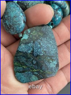 Native American Vintage Sterling Silver. 925 Clasp Chunky Turquoise Necklace Native American Vintage Sterling Silver. 925 Clasp Chunky Turquoise Necklace