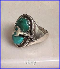 Native American Zuni Effie Calavaza Sterling Silver Turquoise Ring Size 9.5