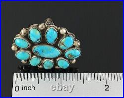 Native American Zuni Sterling Silver & High Grade Natural Turquoise Cluster Ring