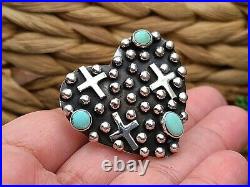 Native American jewelry Sterling Silver heart Turquoise ring SignedGeneva g. A