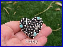 Native American jewelry Sterling Silver heart Turquoise ring SignedGeneva g. A