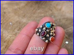 Native American jewelry Sterling Silver multicolor ring SignedGeneva g. A Native American jewelry Sterling Silver multicolor ring SignedGeneva g. A