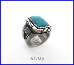 Native American jewelry Turquoise Sterling Silver Mens Ring signedcooper Willie