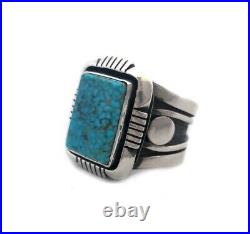 Native American jewelry Turquoise Sterling Silver Mens Ring signedcooper Willie