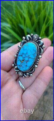 Native American jewelry big Sterling Silver Turquoise Ring signedAlbert jake