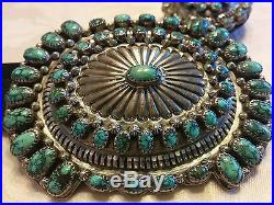 Native Navajo Carico Lake Turquoise and Sterling Silver Concho Belt by Joe Paul