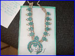 Native american Squash Blossom sterling silver and turquoise necklace