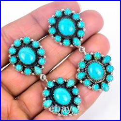 Natural Arizona Turquoise Dangling Wife Earrings Jewelry Solid Sterling Silver Natural Arizona Turquoise Dangling Wife Earrings Jewelry Solid Sterling Silver