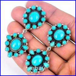 Natural Arizona Turquoise Dangling Wife Earrings Jewelry Solid Sterling Silver Natural Arizona Turquoise Dangling Wife Earrings Jewelry Solid Sterling Silver