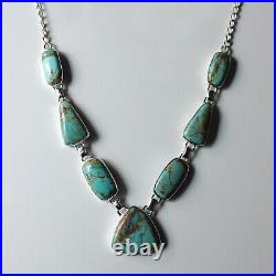 Natural Blue Boulder Turquoise Necklace 925 Sterling Silver Necklace Jewelry 18