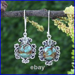 Natural Boulder Turquoise American Navajo Sterling Silver Jewelry Set Women Gift