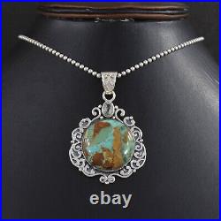 Natural Boulder Turquoise American Navajo Sterling Silver Jewelry Set Women Gift
