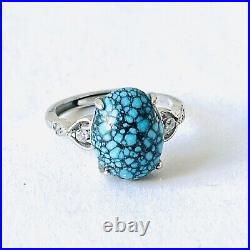 Natural Gemstone Spiderweb Turquoise Ring Handmade Valuable Unique Jewelry