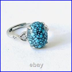 Natural Gemstone Spiderweb Turquoise Ring Handmade Valuable Unique Jewelry