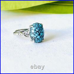 Natural Gemstone Spiderweb Turquoise Ring Handmade Valuable Unique Jewelry