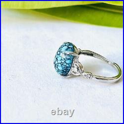 Natural Gemstone Spiderweb Turquoise Ring Handmade Valuable Unique Jewelry