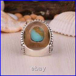 Natural Oval Kingman Turquoise Chunky Ring Sterling Silver Statement Jewelry