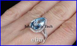 Natural Rose Cut Diamond & Aquamarine 925 Sterling Silver Diamond Ring Jewelry