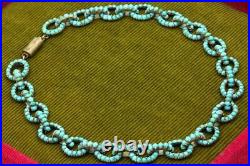 Natural Rosecut Diamond Turquoise 925 Silver Wedding Choker Necklace Jewelry