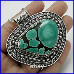 Natural Tibetan Turquoise Gemstone 925 Sterling Silver Handmade Pendants Gift