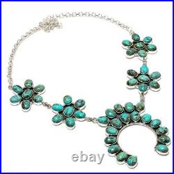 Natural Tibetan Turquoise Gemstone Chain Necklace 925 Sterling Silver Jewelry