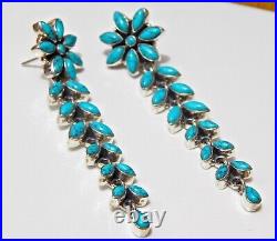 Natural Turquoise Flower Earring in 925 Sterling Silver Wedding Earring gift for
