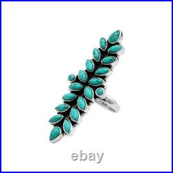 Natural Turquoise Full Finger Ring 925 Sterling Silver Ring Blue Wedding Jewelry