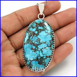Natural Turquoise Gemstone Ethnic Pendants 925 Sterling Silver Bohemian Jewelry