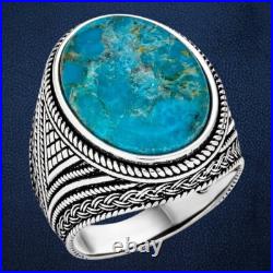 Natural Turquoise Gemstone Mens Real Solid 925 Silver Native American Ring