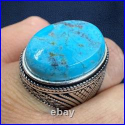 Natural Turquoise Gemstone Mens Real Solid 925 Silver Native American Ring