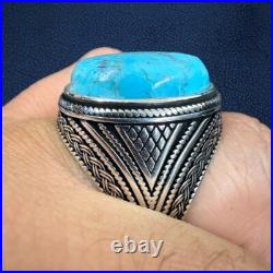 Natural Turquoise Gemstone Mens Real Solid 925 Silver Native American Ring