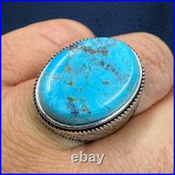 Natural Turquoise Gemstone Mens Real Solid 925 Silver Native American Ring